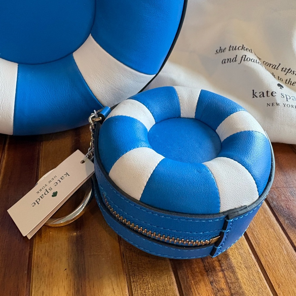 Kate Spade Splash Pool Float Crossbody Blue White Multi  Coin Purse Set Novelty - Picture 3 of 16